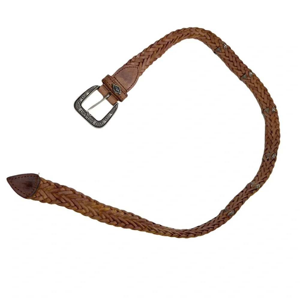 Southwestern Silver‎ and Tan Thin Braided Belt 35